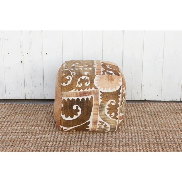 Textile Karakol Antique Suzani Cube Ottoman For Sale - Image 7 of 7