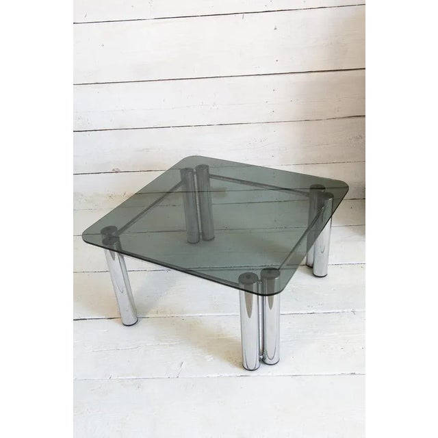 Smoked Glass and Steel Coffee Table, 1970s For Sale - Image 11 of 11