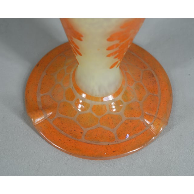 Orange French Art Deco Lamp by Le Verre Francais Schneider - Cameo 1925 France For Sale - Image 8 of 12