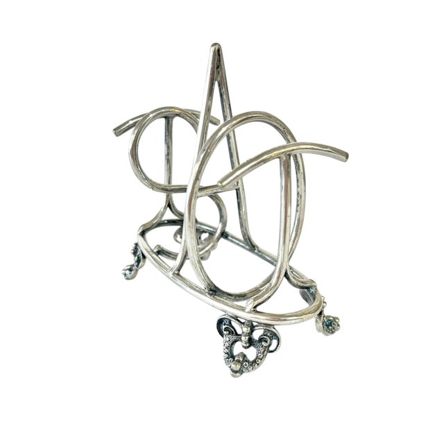 English Antique English Silver Plate Toast Rack For Sale - Image 3 of 10