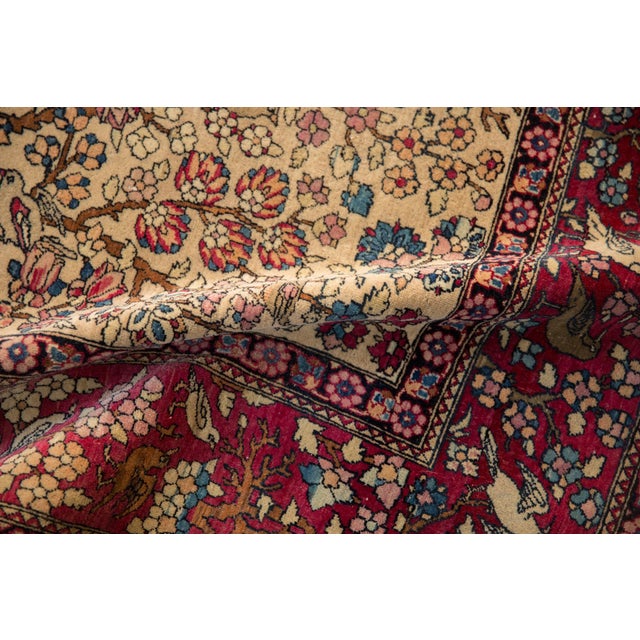 Textile 1920s Antique Persian Isfahan Tree of Life Cochineal Wool Rug For Sale - Image 7 of 14