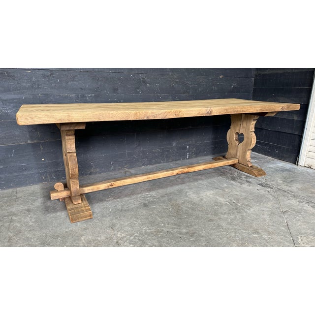 Large French Bleachers Oak Farmhouse Dining Table, 1925 For Sale - Image 15 of 17