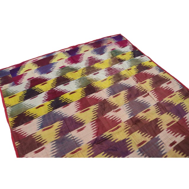 Textile Vintage Uzbek Tribal Silk Ikat Wall Hanging, 1920s For Sale - Image 7 of 16