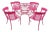Salterini Neon Pink Wrought Iron Table and 4 Klismos Chairs - 5 Pieces, Unmarked For Sale