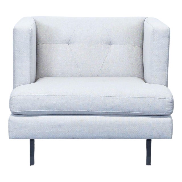 Cb2 Avec Modern Light Gray Lounge Chair With Metal Legs For Sale
