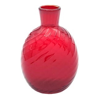 Small Red Glass Flask/Vase, Marked Pairpoint, u.s.a. Circa 1920 For Sale