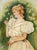 American School, Portrait of a Blonde Woman Smelling Pink Flowers Amongst a Landscape, Oil on Canvas, unsigned, giltwood...