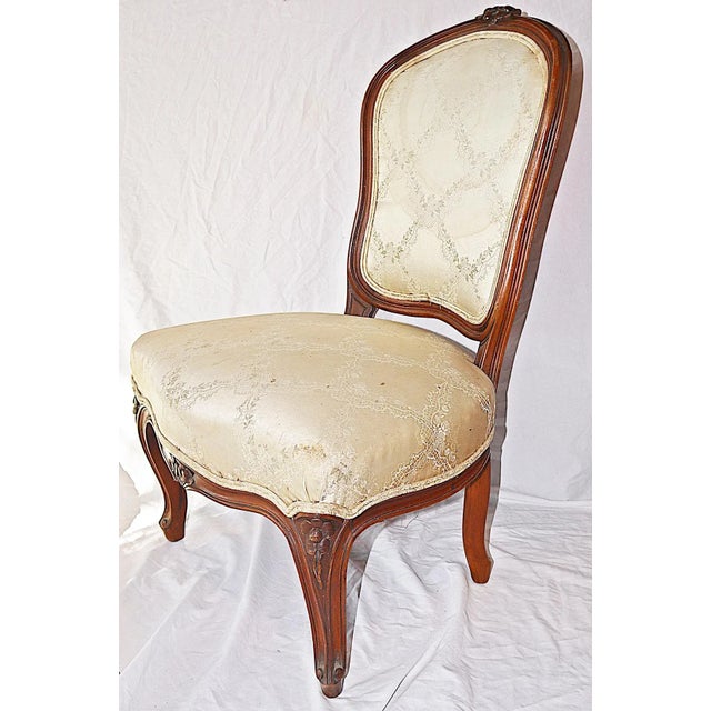 A rare treat, a French balloon-back child's chair, 19c low seated in Louis XV style and ready for your choice of fabric....