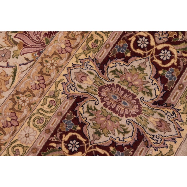 1990s 1990's Floral Pak-Persian Tan/Drk. Red Wool Rug - 10'1'' X 14'3'' For Sale - Image 5 of 9