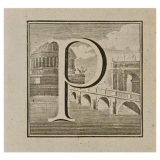 Luigi Vanvitelli, Letter of the Alphabet P, Etching, 18th Century For Sale