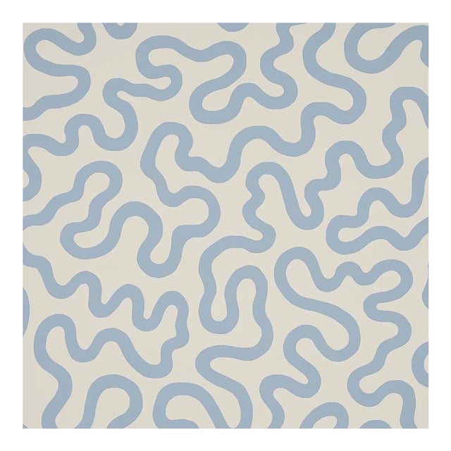Schumacher Riley Wallpaper in Sky on Ivory - 9 Yards For Sale