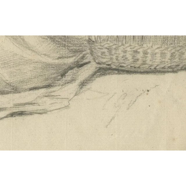 Dutch Artist, Woman with Children and Baskets, 1805, Crayon Drawing For Sale - Image 3 of 12