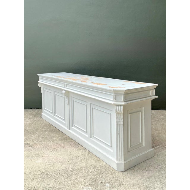 Wood Vintage Architectural Distressed Wood Display Counter For Sale - Image 7 of 13