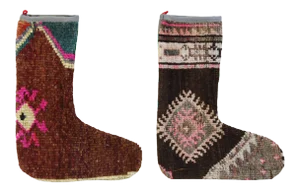 Christmas Holiday Stockings Created From an Antique Turkish Rug - Set of 2