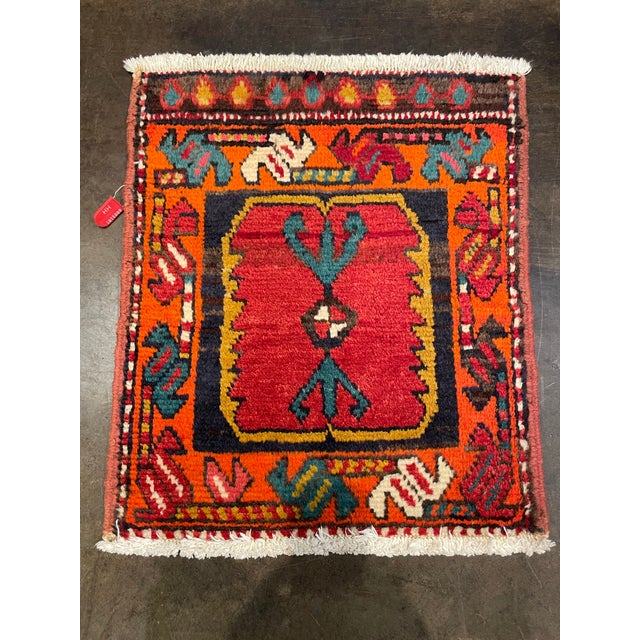1990s Handwoven Persian Hamedan Area Rug 1'8" X 2'0" For Sale - Image 4 of 5