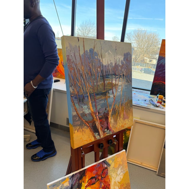 Before the Leaves Return by Godfrey Afebuame, Oil on Canvas (2026) Impasto For Sale - Image 4 of 6