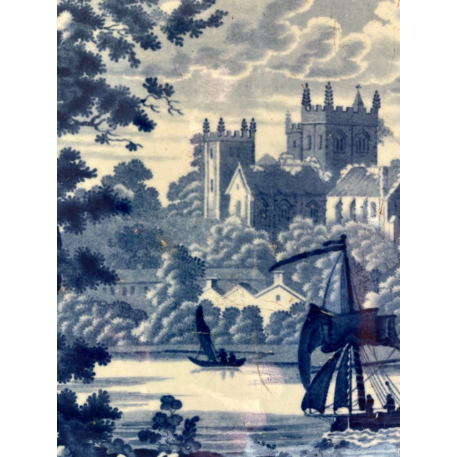 Early 19th Century Rare Rippon Yorkshire Ceramic Blue & White Platter, Circa 1830s For Sale - Image 5 of 12