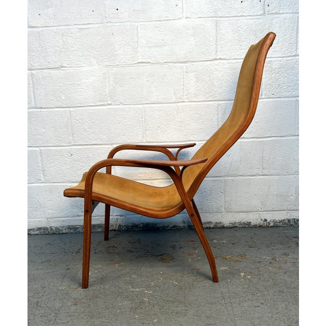 Brown Vintage Swedish Lamino Chair & Ottoman in Sheepskin Attributed to Yngve Ekstrom for Swedese For Sale - Image 8 of 12