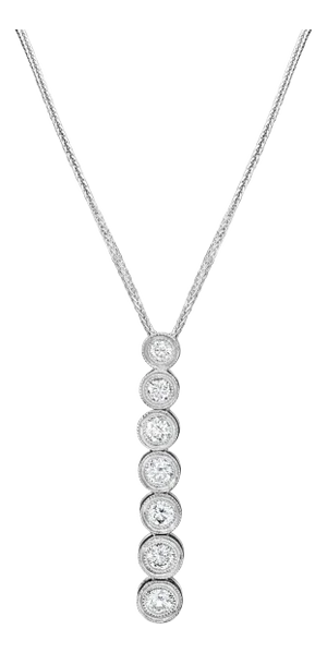 Vertical Bezel Set Diamond Necklace 1.50cttw 14K White Gold
