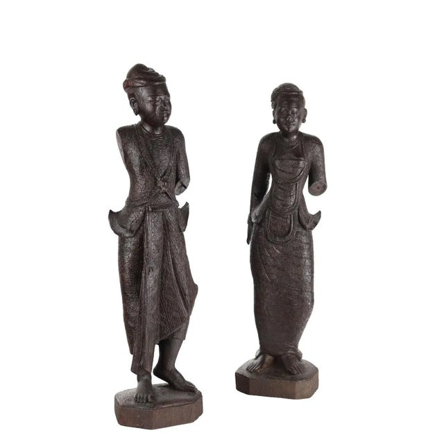 Antique Figurines in Wood, Burma, Early 20th Century, Set of 2 For Sale - Image 10 of 10