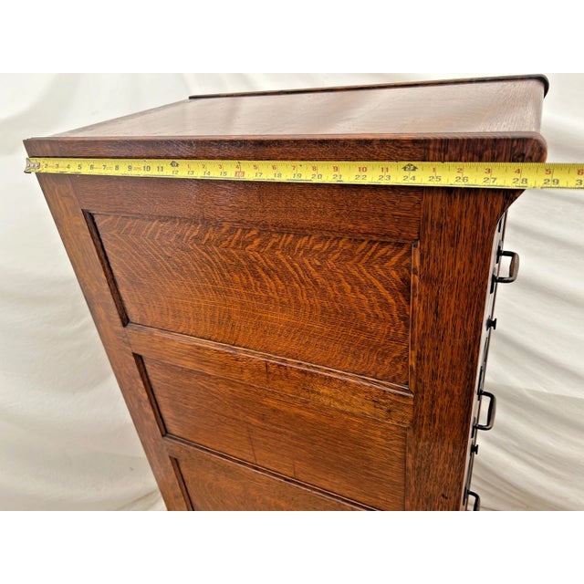 Antique Yawman and Erbe File Cabinet Four Drawers Quarter Sawn White Oak For Sale - Image 13 of 14