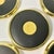Metal 1990s Vintage Hollywood Regency Traditional Brass & Leather Coasters - Set of 5 For Sale - Image 7 of 10