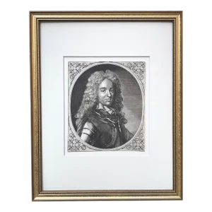 Antique Original Old Master Engraving Portrait of a Noble Man Circa 1750