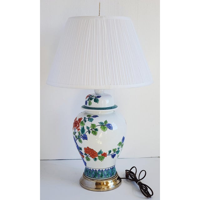 1970s Vintage Ginger Jar Floral Motif Table Lamp For Sale - Image 5 of 12