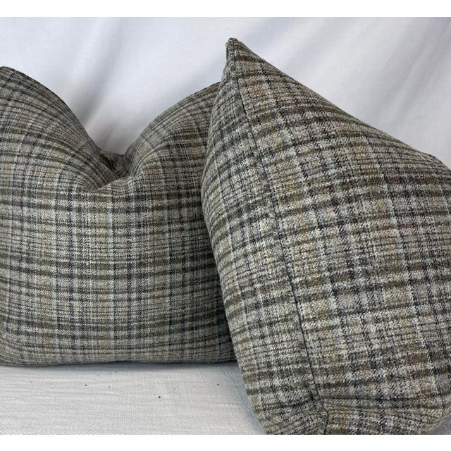 Transitional Rogers & Goffigan "Demi Plaid" in Glade 22" Pillows-A Pair For Sale - Image 3 of 3