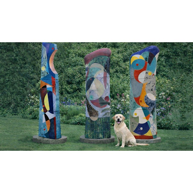 2020s "Forest Murmurs" by Michael Gustavson, Large Raku Ceramic Column Sculpture, Purple Teal and Earth, Contemporary California Art, Vibrant Colors For Sale - Image 5 of 6