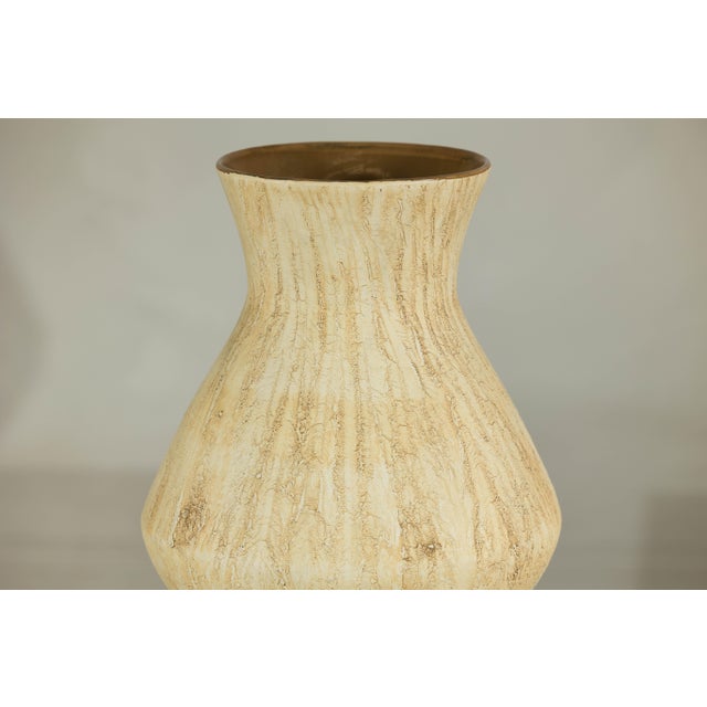 Large Artisan Ceramic Vase with Textured Drip Glaze and Flared Neck For Sale - Image 18 of 18