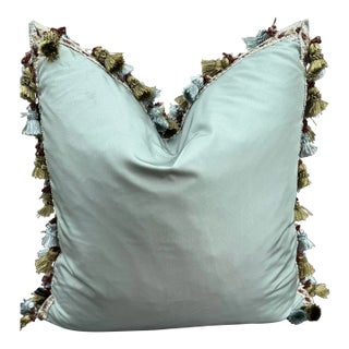 Celadon Green Pillow With Accent Trim. For Sale