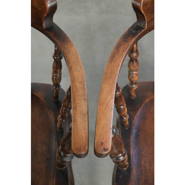 Antique English Wooden Captain Chairs, Late 19th Century, Set of 4 For Sale - Image 13 of 18