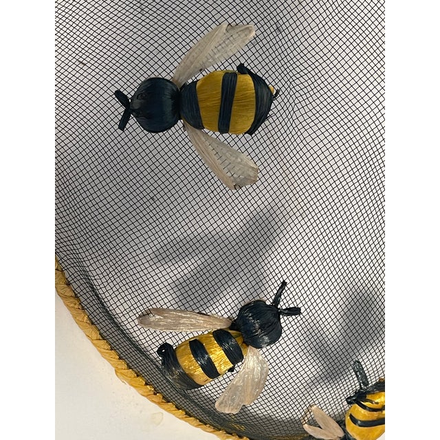 Contemporary 1960s Net Food Covers Pair Decorated With Bees For Sale - Image 3 of 4