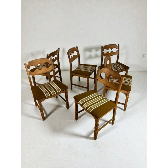 Vintage Razorblade Oak Dining Chairs by Henning Kjærnulf for Nyrup Møbelfabrik, Denmark, 1960s, Set of 6 For Sale - Image 12 of 12
