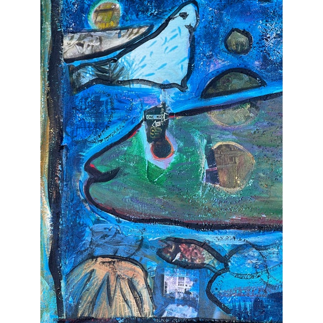 Paper “We Can Do Anything” Original Contemporary Abstract Fish Painting by Cheryl Fudge in Ornate Vintage Frame For Sale - Image 7 of 8