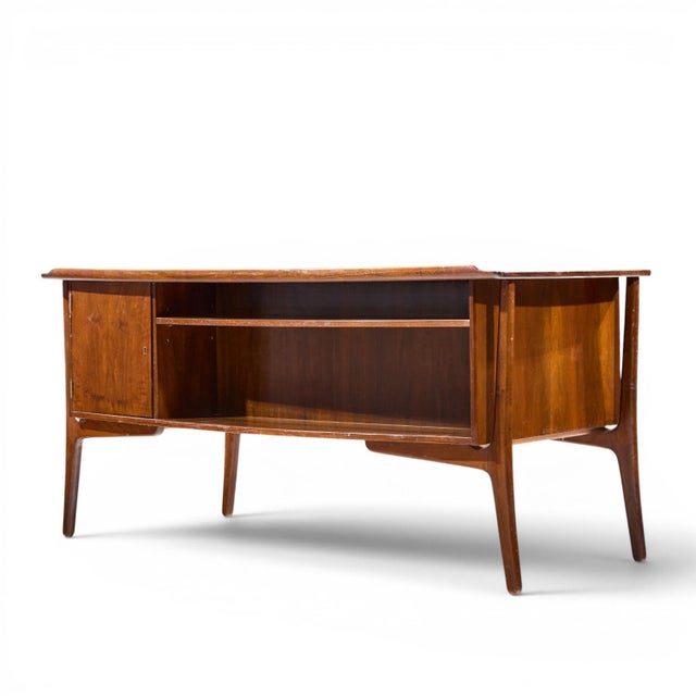 Brown Svend Madsen Mid Century Danish Teak Curved Desk For Sale - Image 8 of 10