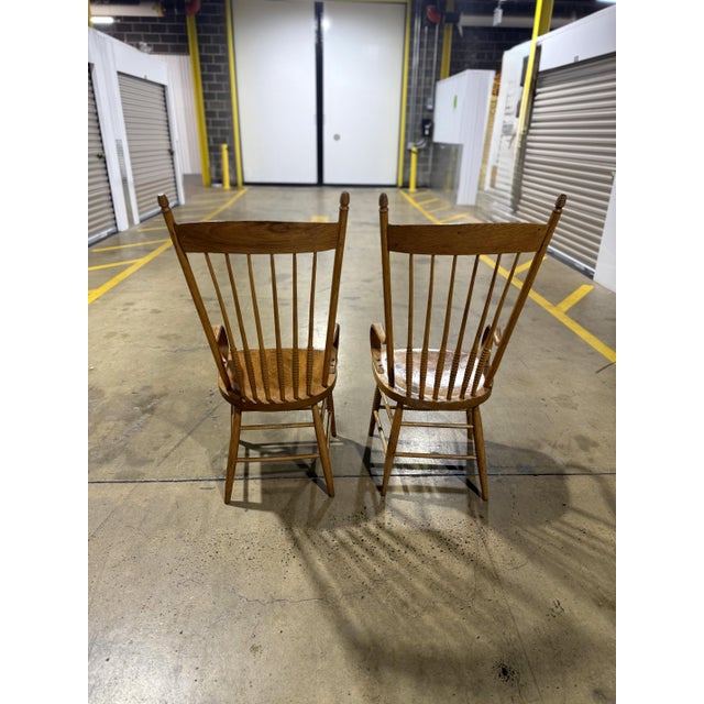 1930s American Primitive Spindle Back Arm Chairs(Pair) For Sale - Image 9 of 18