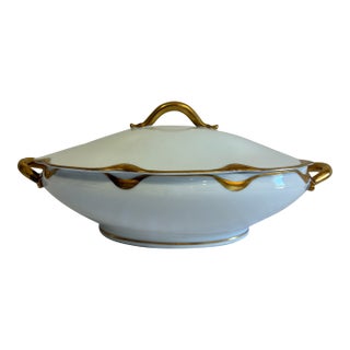 Vintage Haviland & Co. Limoges Gold Gilt Covered Vegetable Tureen For Sale