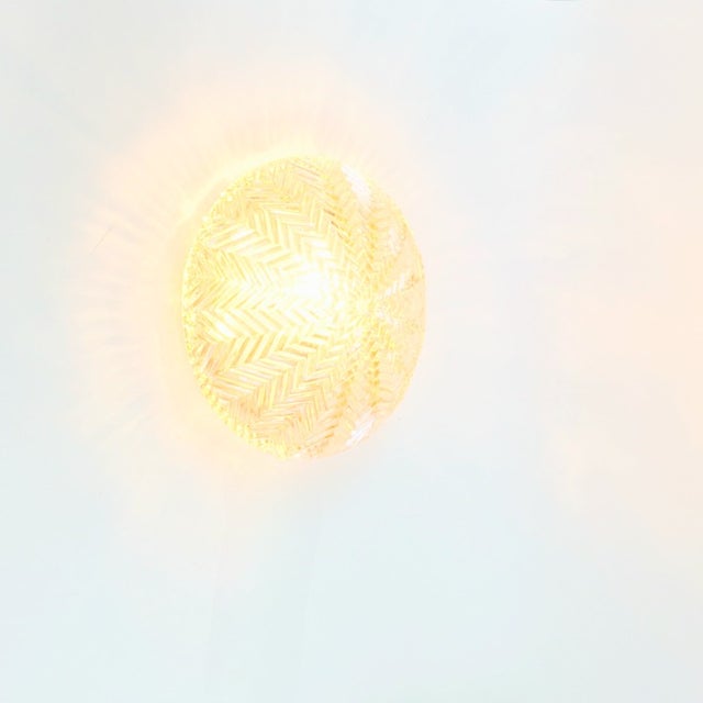 Glashütte Limburg 1970s Mid Century Modern/Art Deco Geometric Glass Wall Lights or Flush Mounts by Limburg For Sale - Image 4 of 9