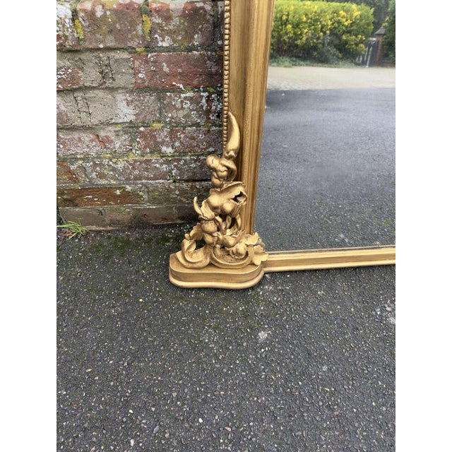 Large Antique English Arched Top Gilt Overmantle Mirror, 1800s For Sale - Image 3 of 7