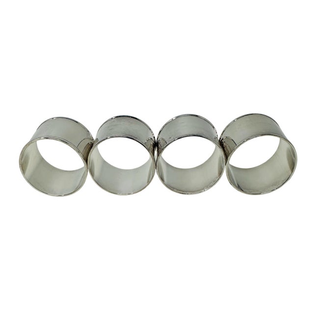 Vintage Pottery Barn Hotel Collection Fleur-De-Lis Silverplate Napkin Rings - Set of 4 For Sale In Tampa - Image 6 of 11