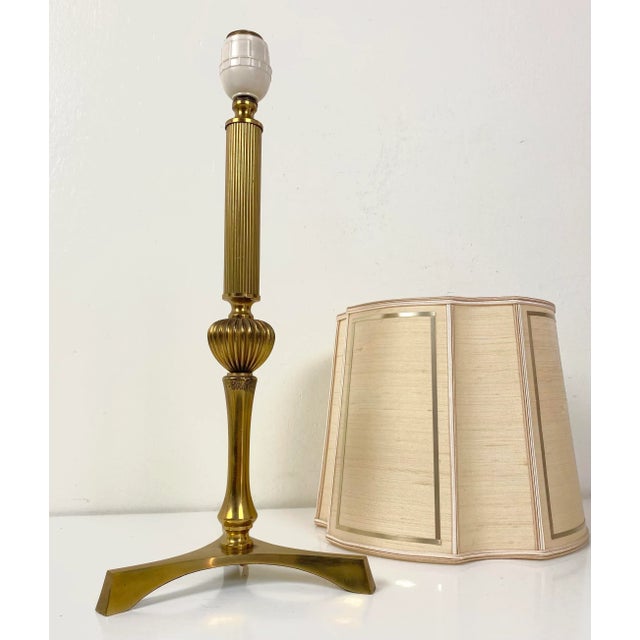 French Brass Tripod Table Lamp, 1950s For Sale - Image 9 of 11