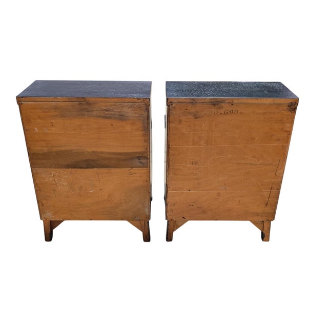 Mid-Century Modern Pair of 1950's Ebonized Mid Century Modern Nightstands With Dual Drawers For Sale - Image 3 of 5