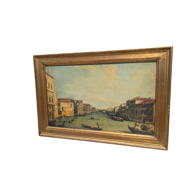 Early 20th Century Early 20th Century Italian Florentine Framed Venice Canal Art For Sale - Image 5 of 13
