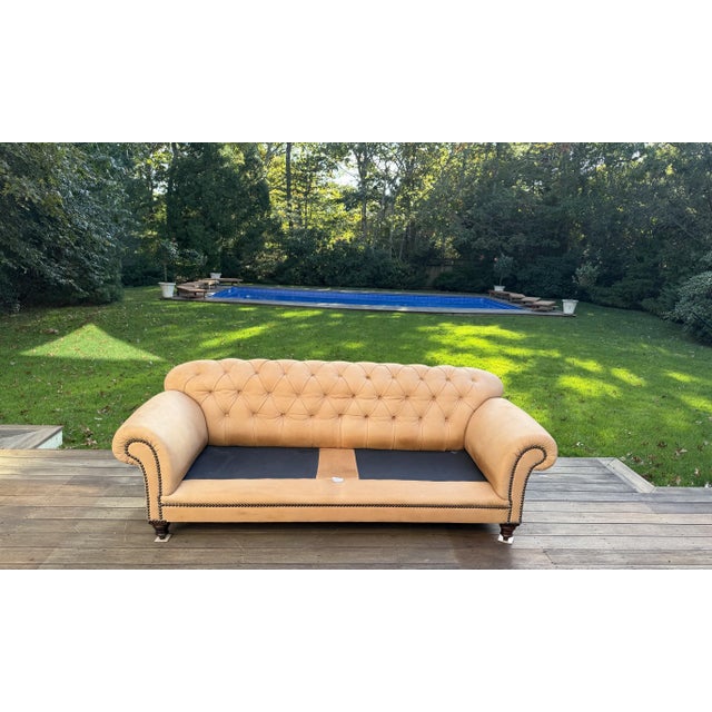 English George Smith Chesterfield Sofa in Nubuck Leather For Sale - Image 3 of 16