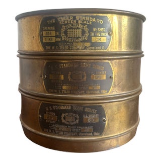 w.s. Tyler Company Set 3 Brass Sieves For Sale