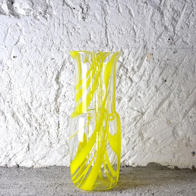 Yellow Glass Vase, 1960s, in Very Good conditions. Designed 1960 to 1969