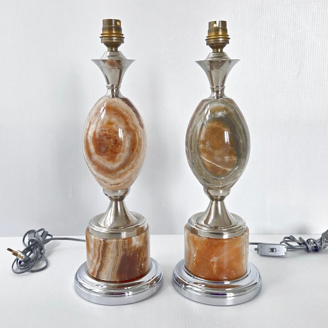 Vintage Egg Lamps in Marble and Chrome Steel from Maison Barbier, 1970s, Set of 2 For Sale - Image 13 of 13