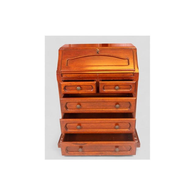 Drop-Front Desk in Wood with Drawers For Sale - Image 6 of 10